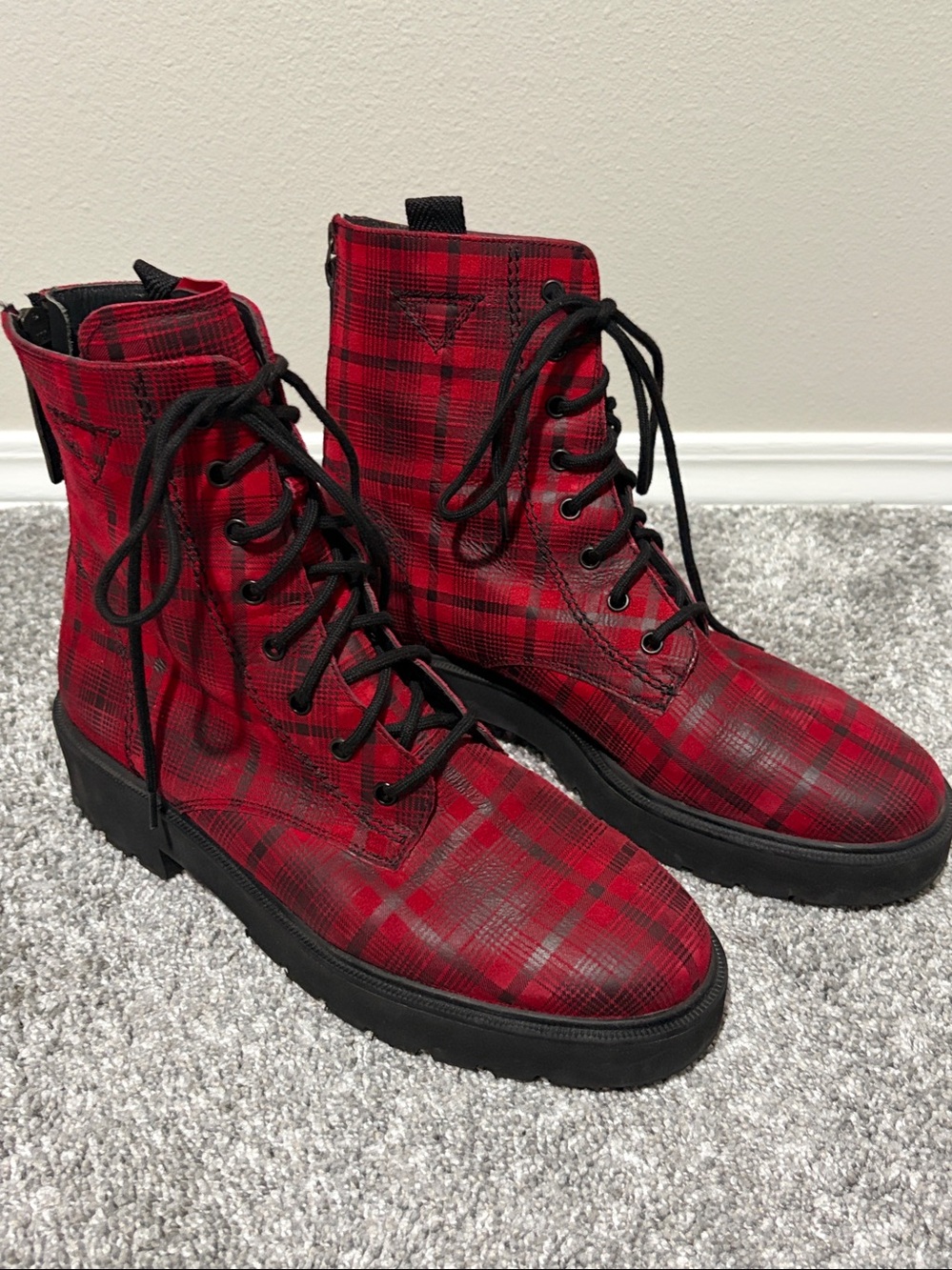 Paul Green Bronx Lace-Up Platform Boot PLATFORM CHUNKY RED Size 6 1/2